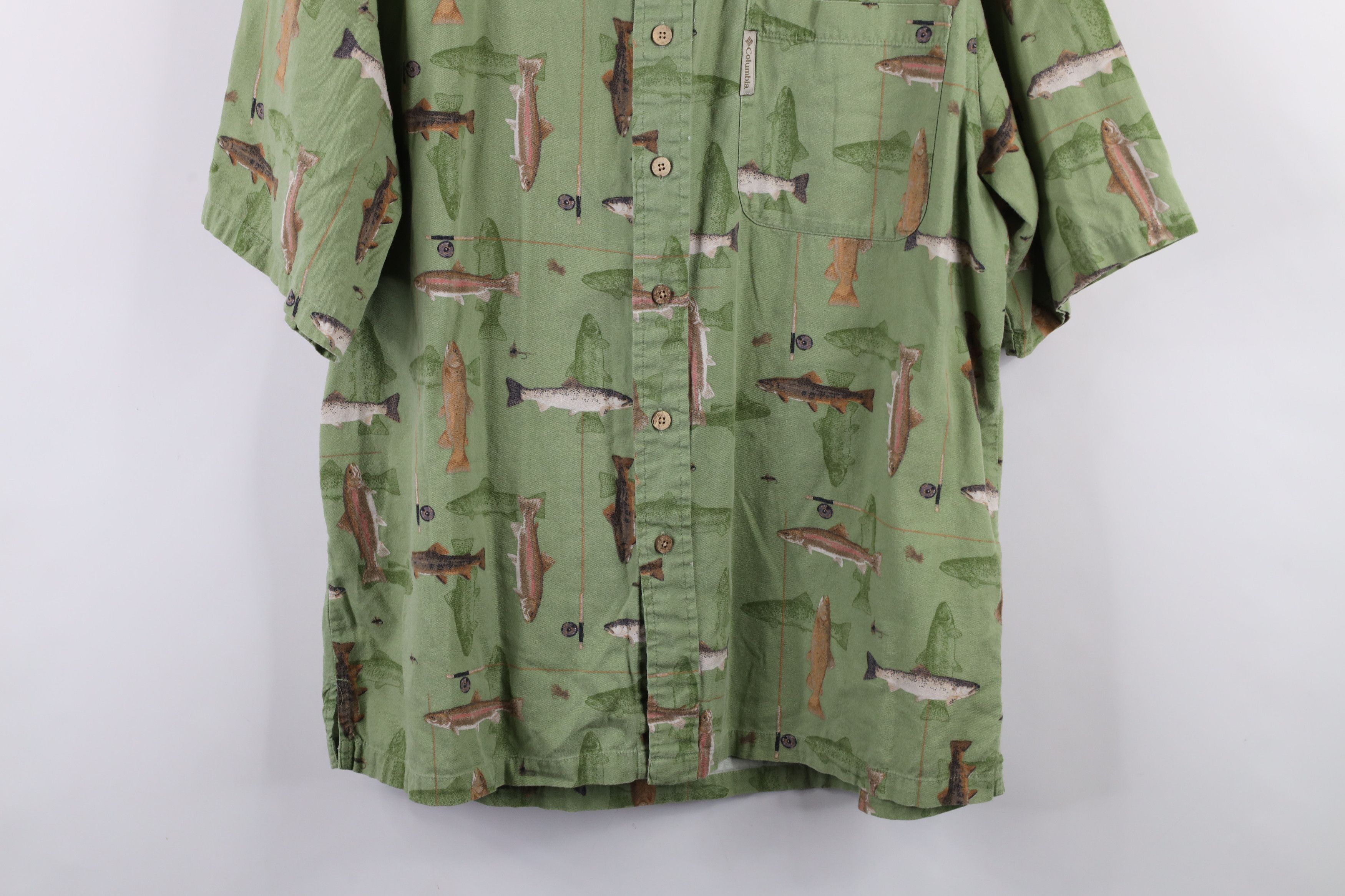 Columbia × Vintage Vintage Columbia All Over Print Short Sleeve Button Shirt Size US L / EU 52-54 / 3 - 3 Thumbnail