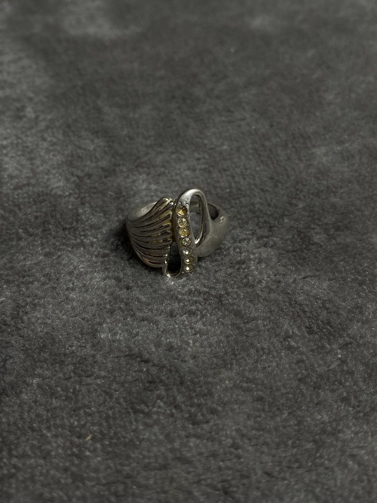 Jewelry Vintage Silver Ring with Crystal Accents Size ONE SIZE - 1 Thumbnail