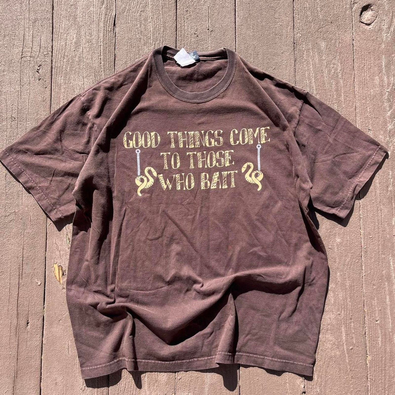 Jansport Vintage “Good Things Come to Those Who Bait” Fishing Shirt Size US XL / EU 56 / 4 - 1 Thumbnail