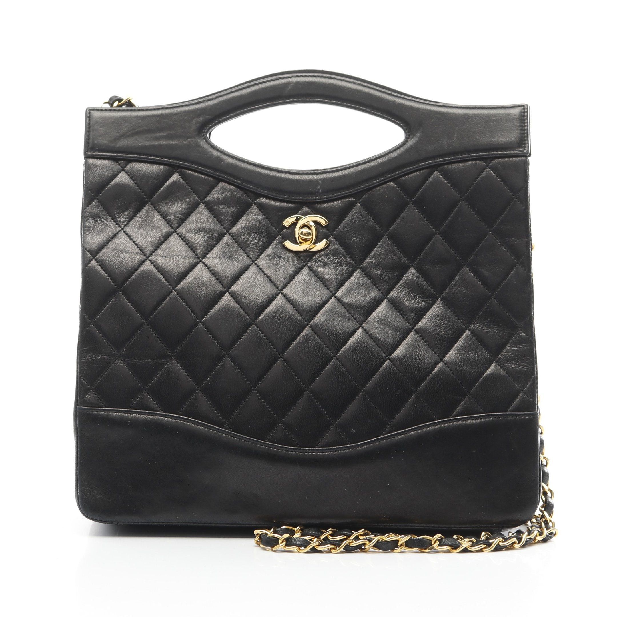 Chanel Chanel Matelasse Handbag Turn Lock Lambskin Black Gold Hardware Size ONE SIZE - 1 Thumbnail