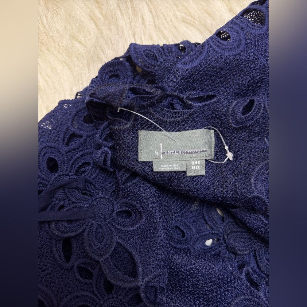 Anthropologie Anthropologie Strappy Cutwork Tunic Unlined Dress Navy Blue Size ONE SIZE - 3 Thumbnail