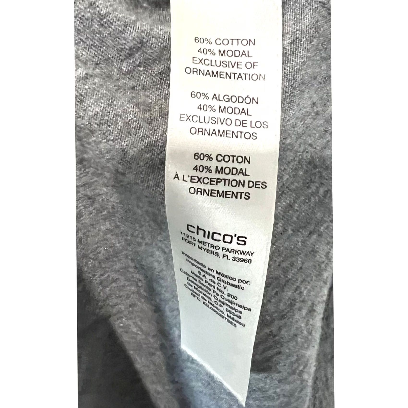 Velvet Chico’s Zenergy Womens Top Blouse Velvet Trim Gray Long Sleeve V-Neck M Size M / US 6-8 / IT 42-44 - 7 Thumbnail