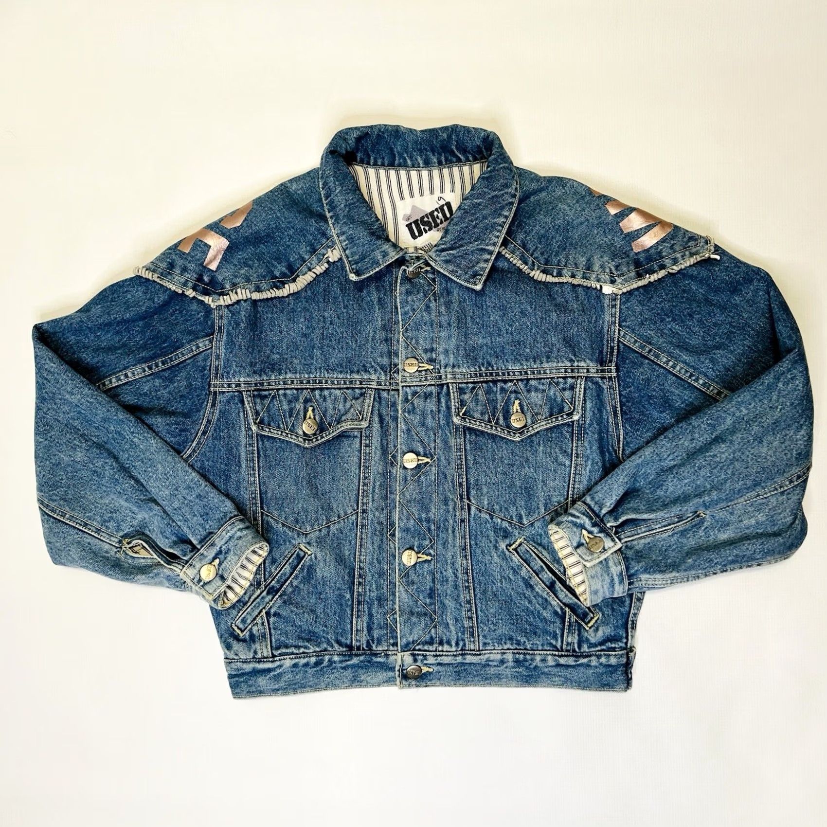 Denime VINTAGE Get Used by Elie Denim Jean Jacket Small Mens/Womens Blue Cotton 1980s Street Wear Jacket Size 28" / US 6 / IT 42 - 2 Thumbnail