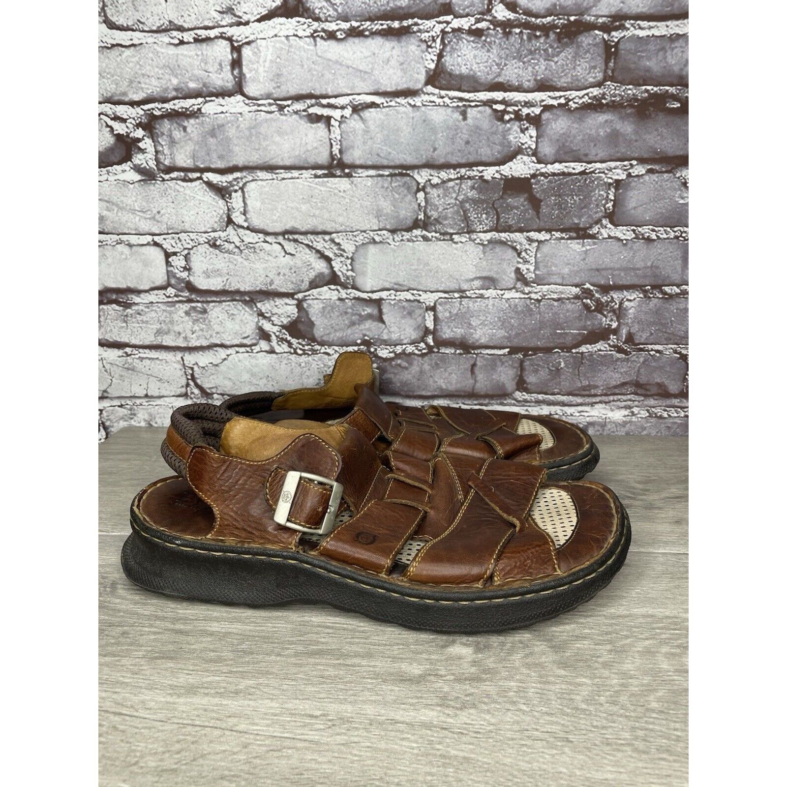 Born Born Brown Leather Fisherman Comfort Strap Casual Sandals Me Size US 12 / EU 45 - 18 Thumbnail