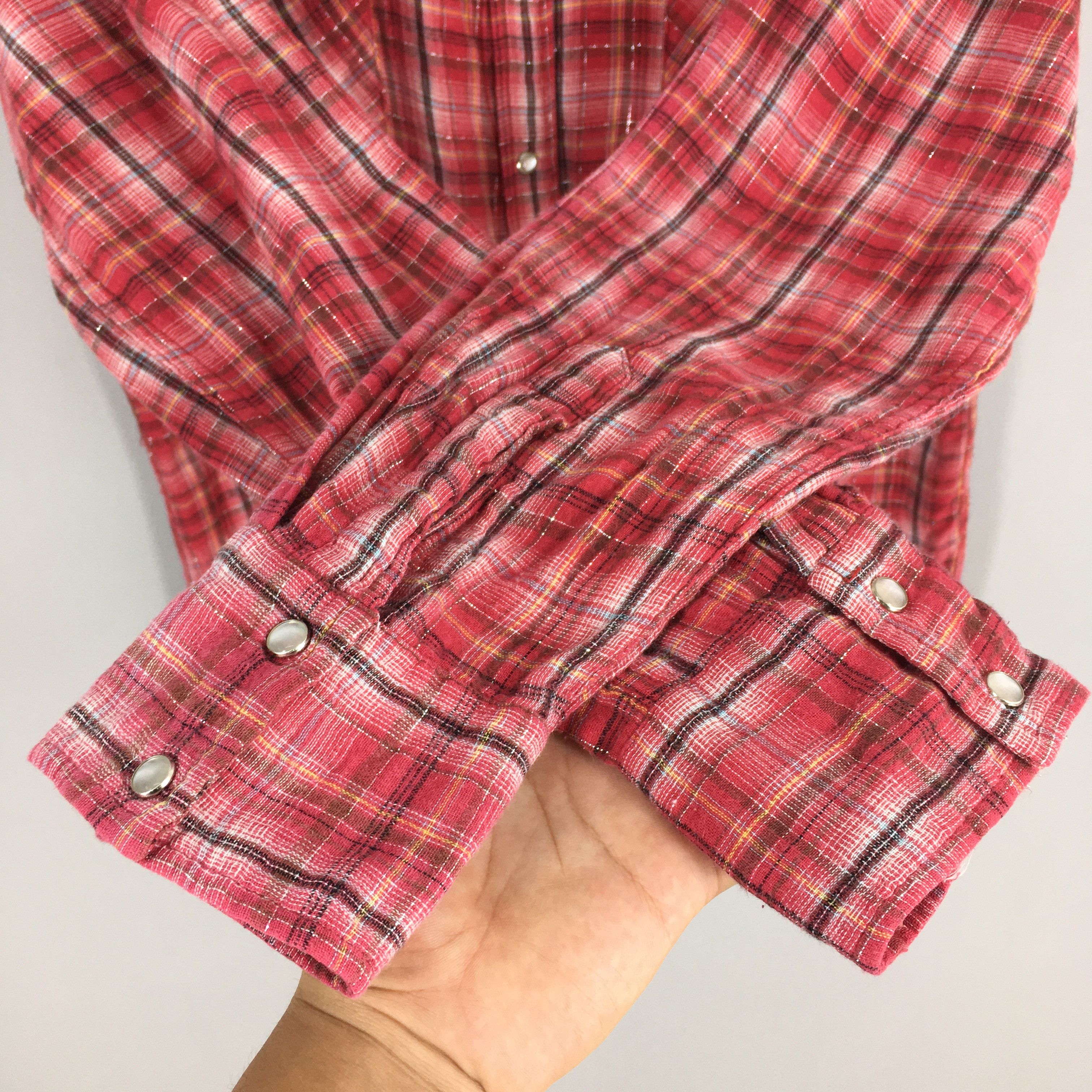Vintage Vintage 80s Tartan Checkered Red Western Shirt Large Size US L / EU 52-54 / 3 - 5 Thumbnail