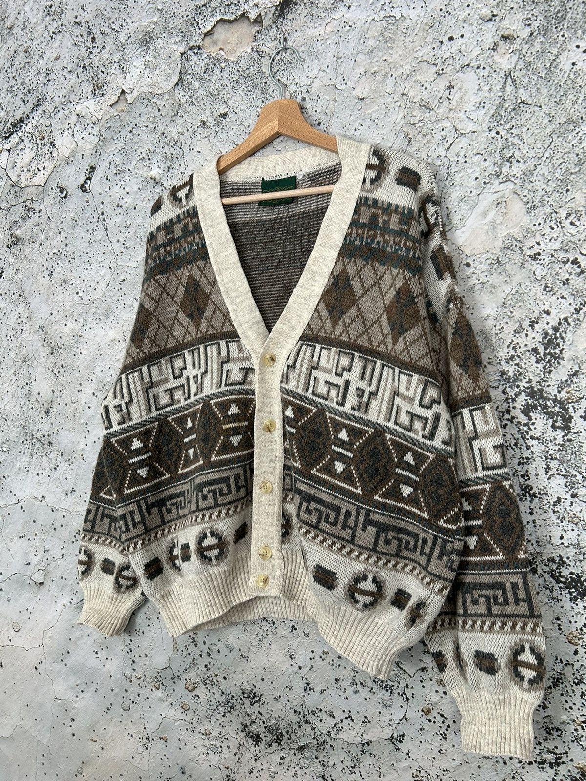 Vintage Vintage Brown Avant Garde Cardigan 90s Grunge Boxy Fit Size US L / EU 52-54 / 3 - 2 Thumbnail