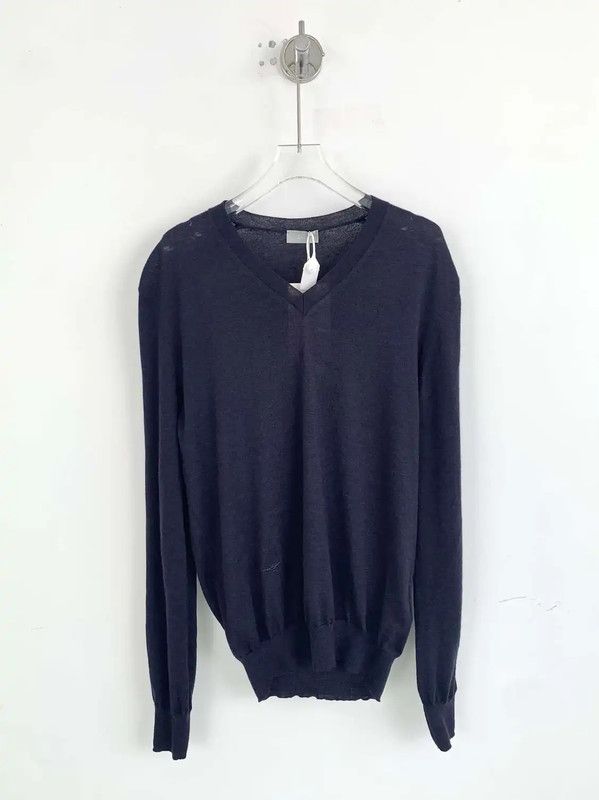 Dior Dior Navy Blue Cotton Knit Pullover for Men 0089 Size US M / EU 48-50 / 2 - 1 Thumbnail