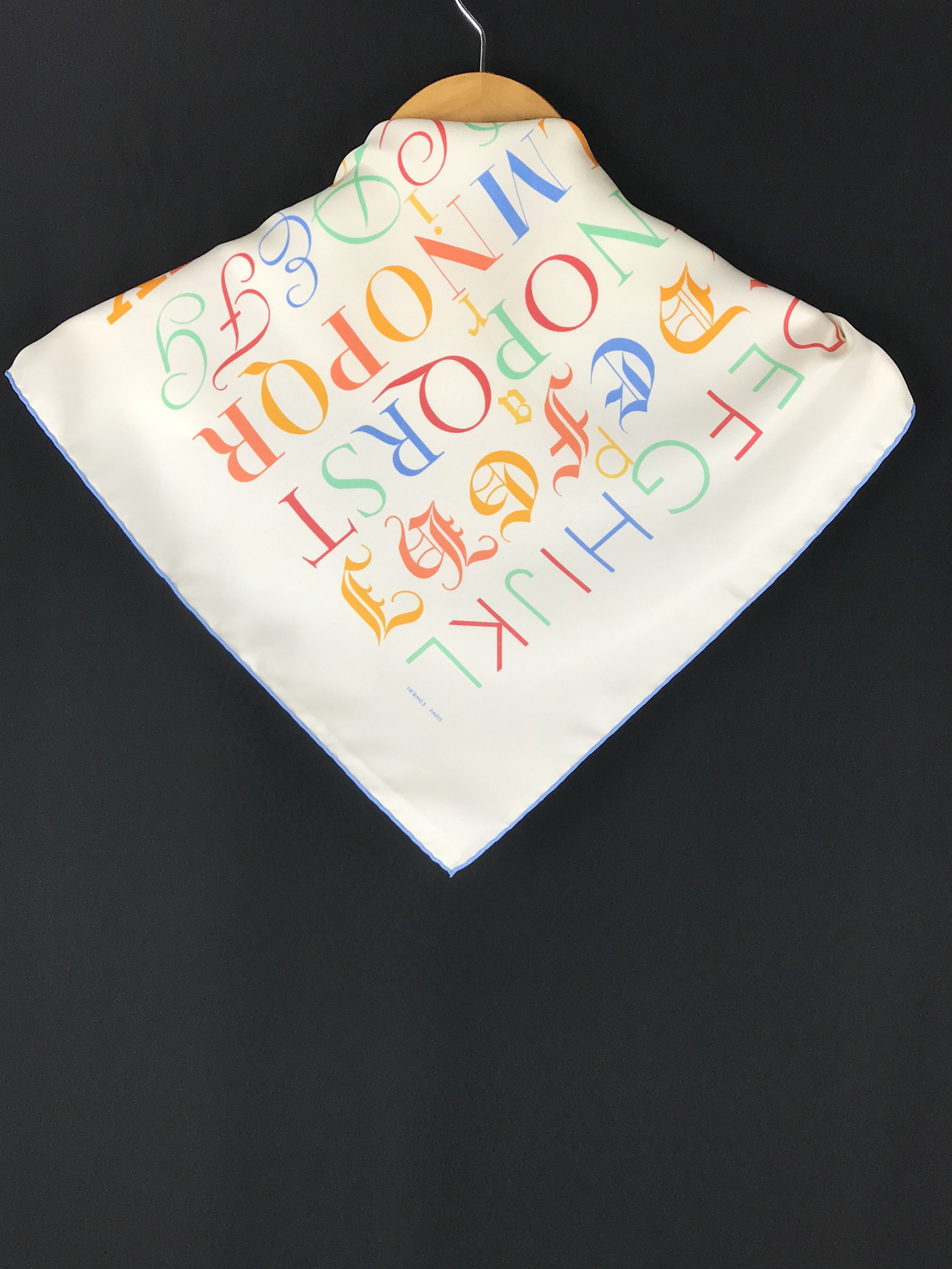 Hermes × Vintage Hermes Silk Scarf Silk Bandana Titled Literature-Alphabet Size ONE SIZE - 3 Thumbnail