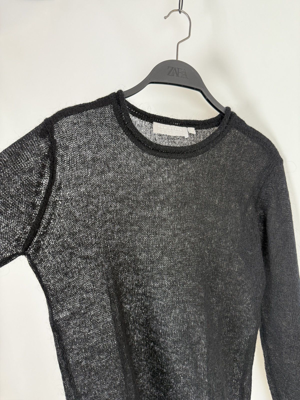 Vintage Y2K Vintage New Scene Black Mohair Blend Mesh Knit Sweater Size M / US 6-8 / IT 42-44 - 4 Thumbnail