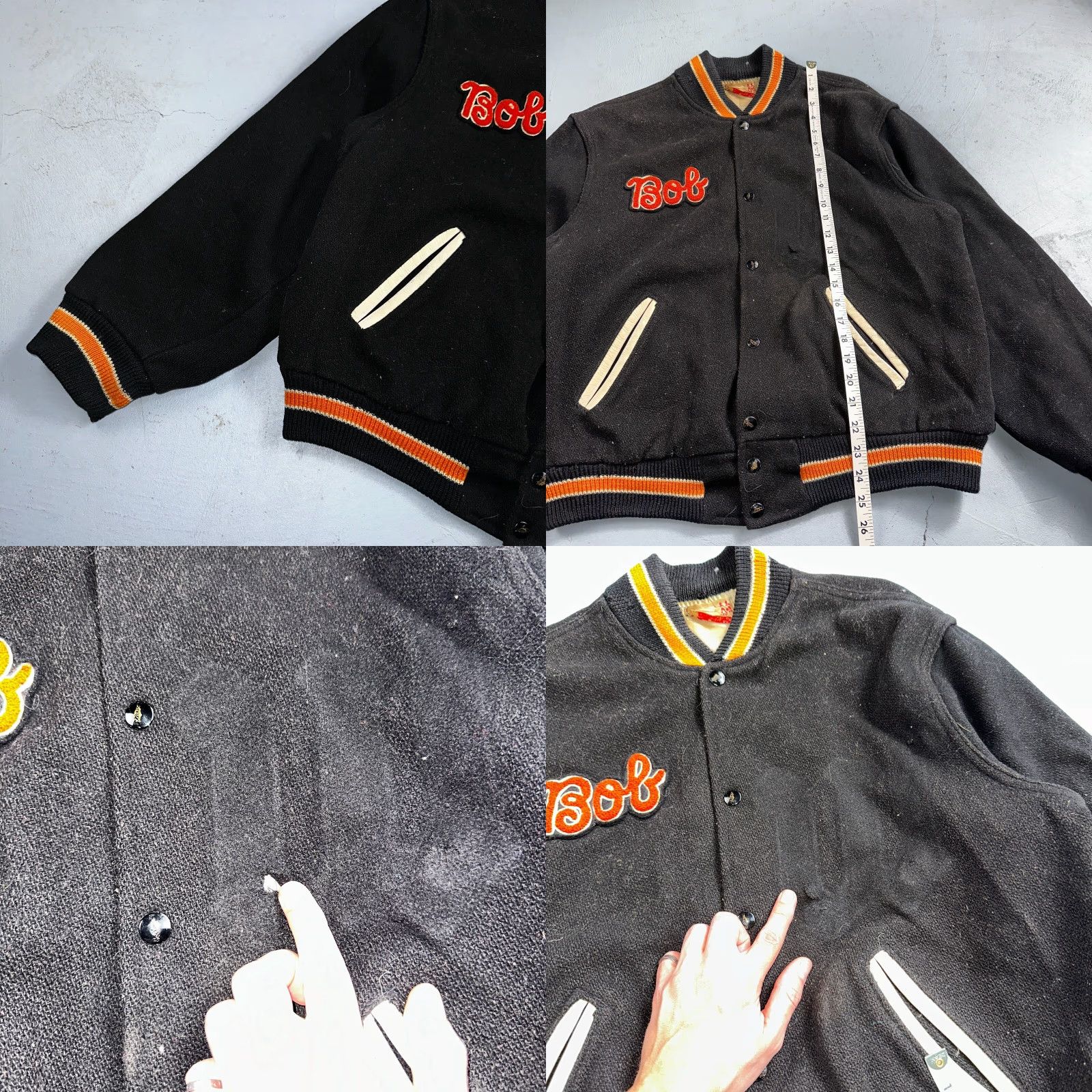 Vintage VINTAGE Bill Beard Varsity Jacket Leather Letterman 60s Men L Black Wool Polyester 80s Preppy Pockets Size US L / EU 52-54 / 3 - 8 Thumbnail