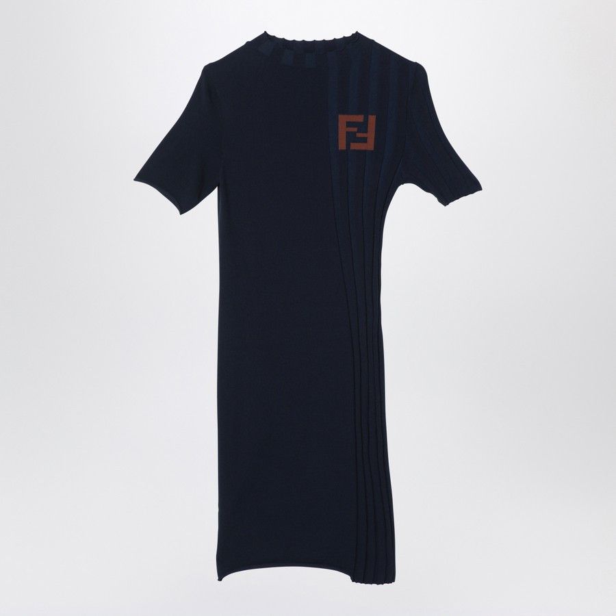Fendi o1d2blof0824 Cotton Blend Dress With Logo in Navy Blue Size M / US 6-8 / IT 42-44 - 1 Thumbnail