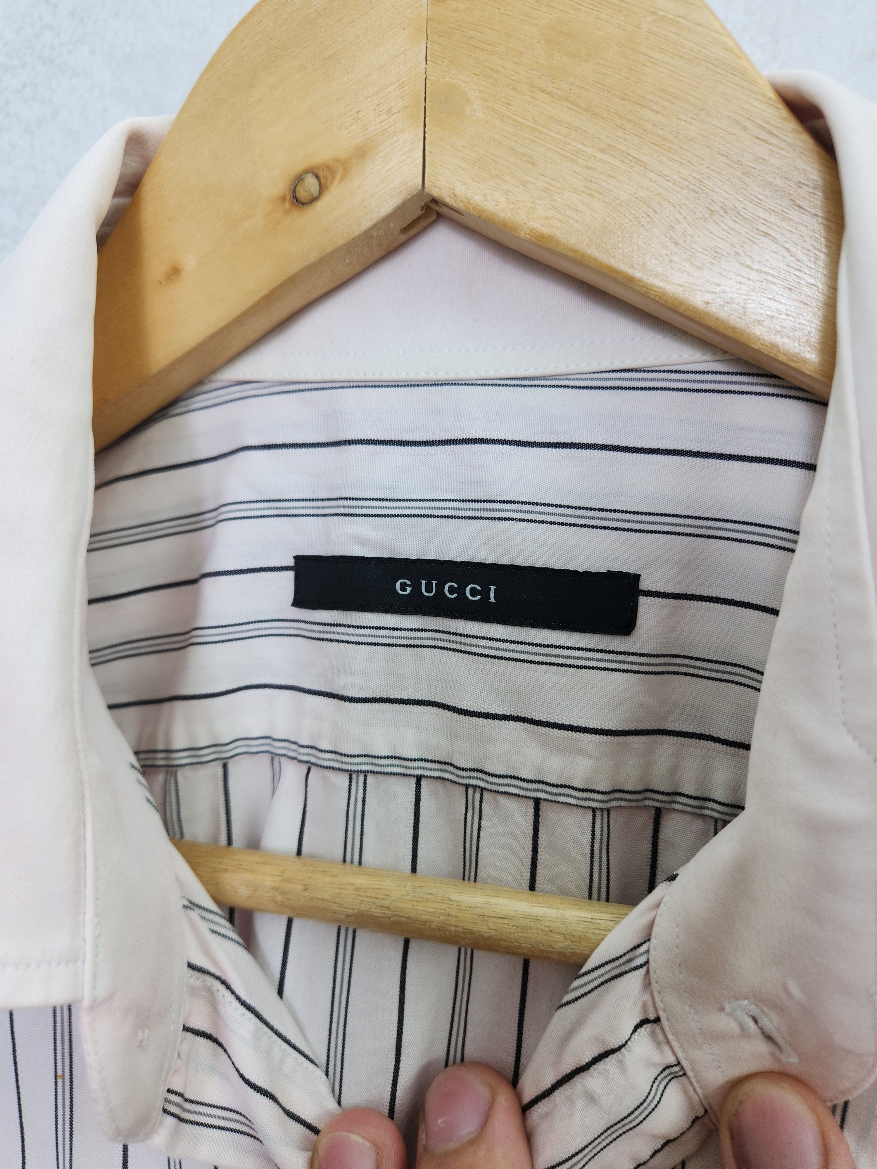 Gucci × Vintage Vintage Gucci stripes pink shir button ups Size US L / EU 52-54 / 3 - 11 Thumbnail