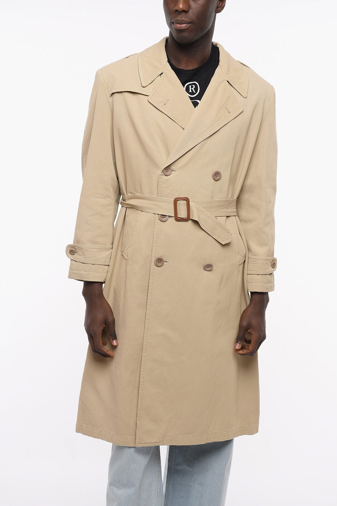Maison Margiela o1y1124 Double Breasted Trench With Belt Coat in Beige Size US XXS / EU 40 - 2 Thumbnail