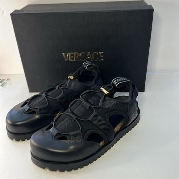 Versace New Authentic Versace logo-debossed caged sandals Size US 8.5 / EU 41-42 - 1 Thumbnail