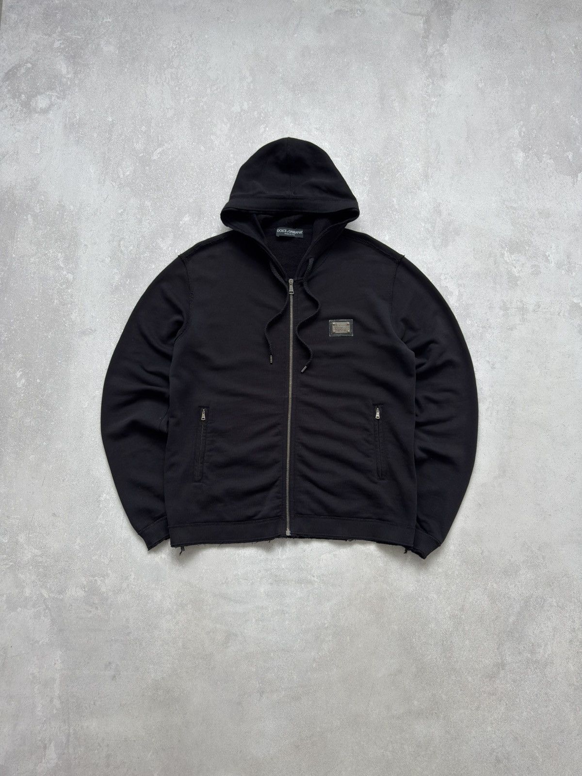 Dolce & Gabbana Vintage Dolce & Gabbana Black Zip Hoodie Distressed Plaque Size US L / EU 52-54 / 3 - 2 Thumbnail