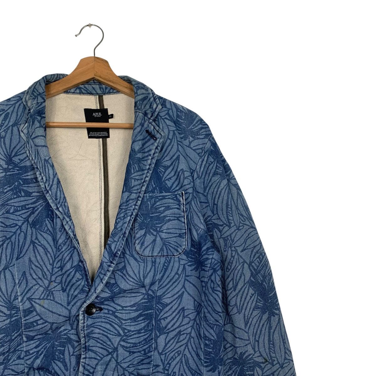 Japanese Brand AZUL Leaf Print Unconstructed Blazer Casual Wear #2772-C125 Size US XL / EU 56 / 4 - 4 Thumbnail