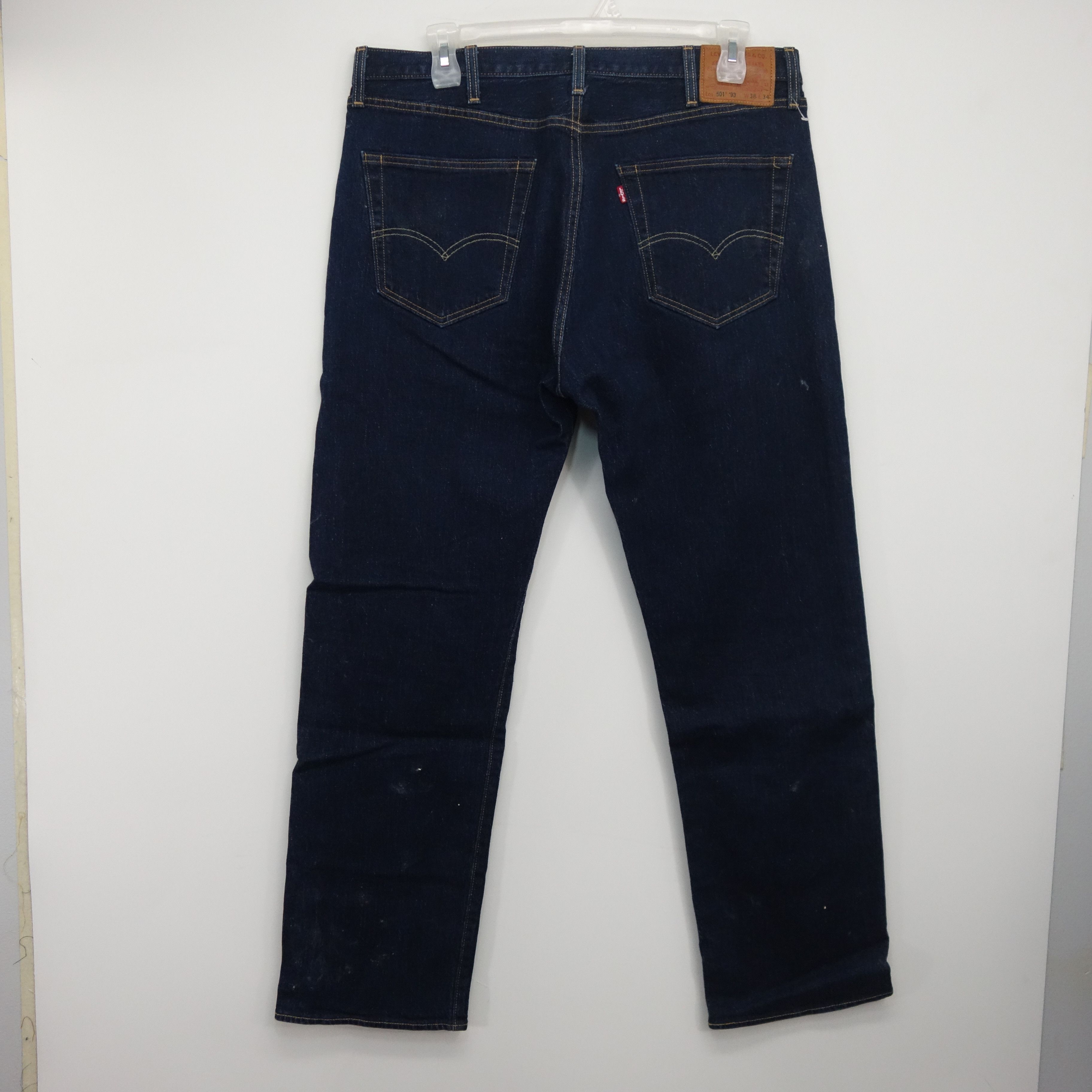 image of Levis x Vintage Dark 501 93 Button Fly Straight Leg Denim Jeans 38 X 34 in Dark Blue, Men's