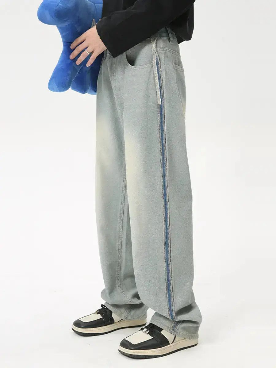 Japanese Brand Retro loose striped casual wide leg jeans Size US 32 / EU 48 - 1 Thumbnail