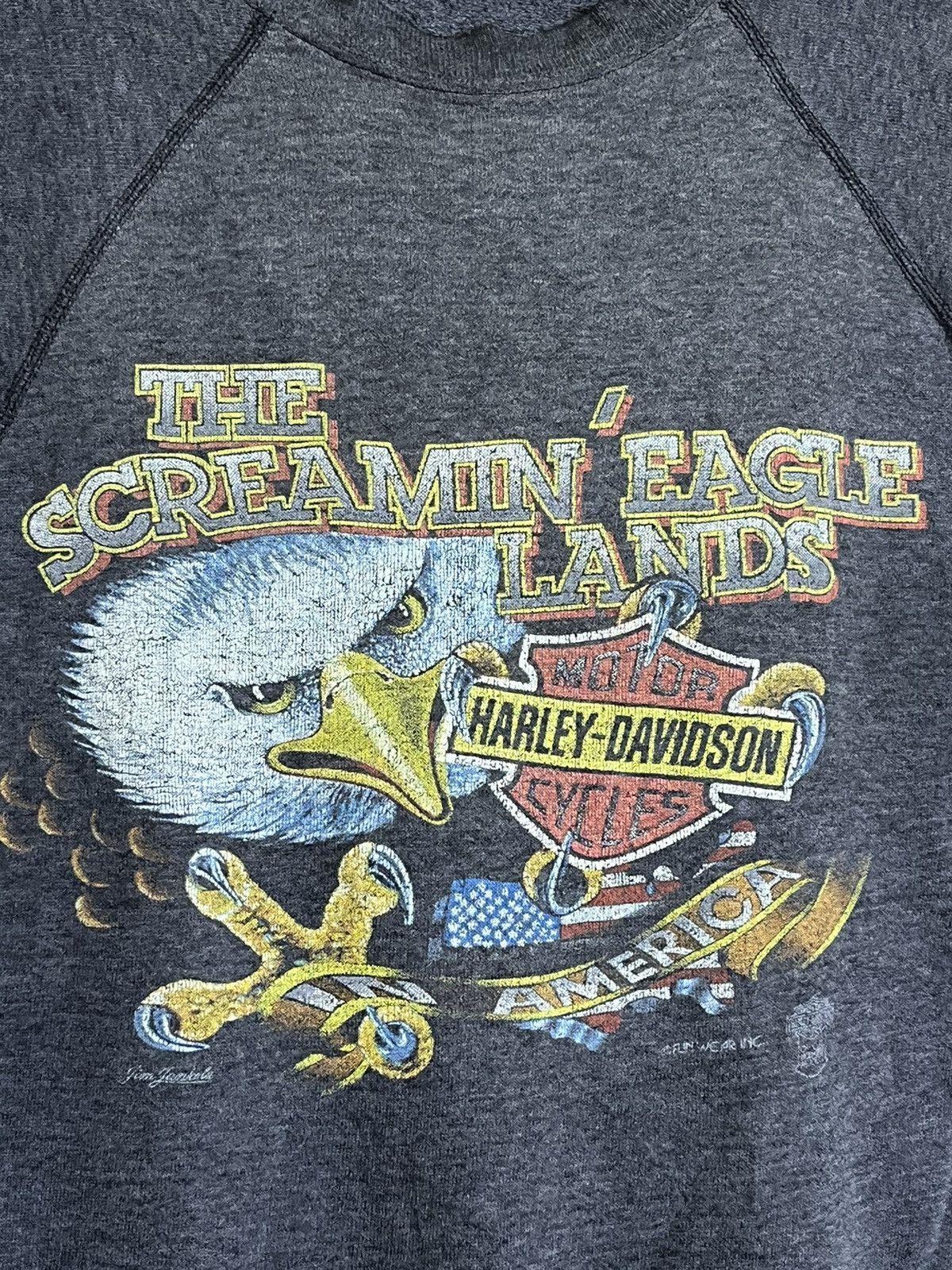 Harley Davidson VINTAGE 80s HARLEY DAVIDSON PAPERTHIN DISTRESSED SWEATSHIRT Size US M / EU 48-50 / 2 - 3 Thumbnail
