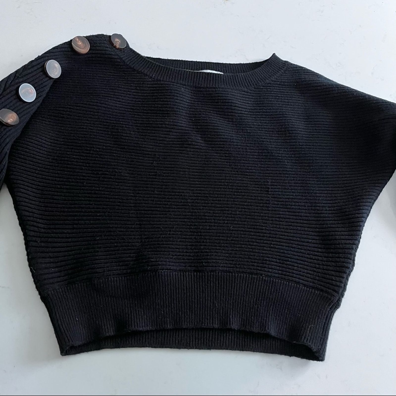 Zara Zara black knit ribbed bat sleeve sweater size Small Size S / US 4 / IT 40 - 6 Thumbnail
