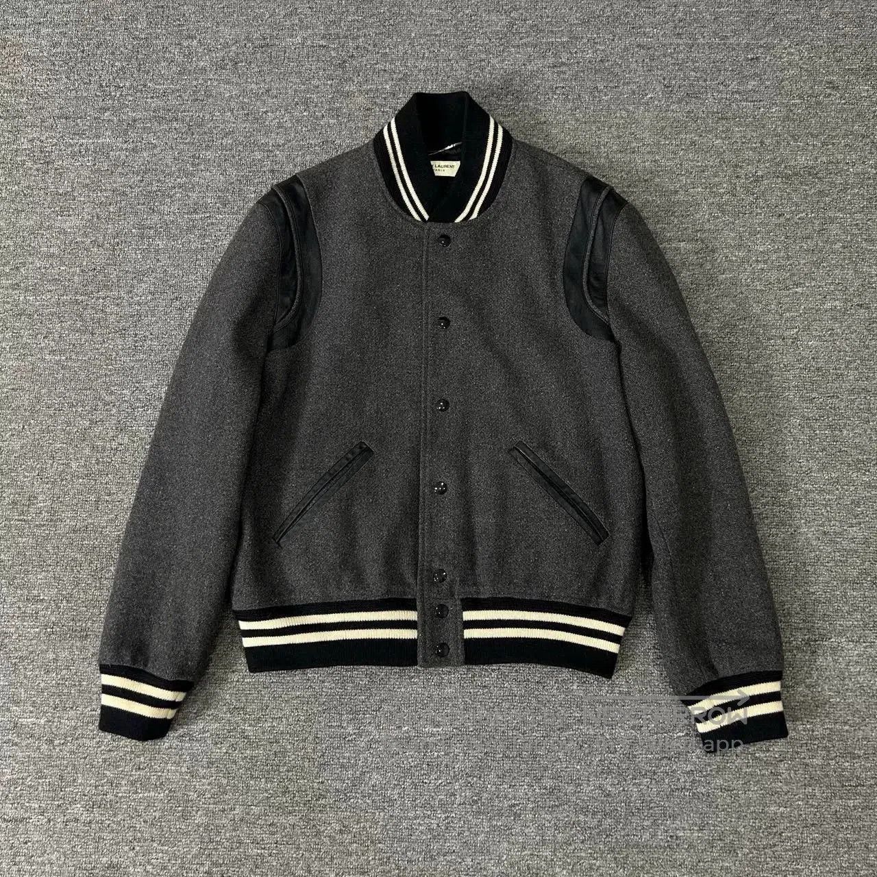 Saint Laurent Paris Saint Laurent Gray Wool Baseball Jacket. Size US M / EU 48-50 / 2 - 1 Thumbnail