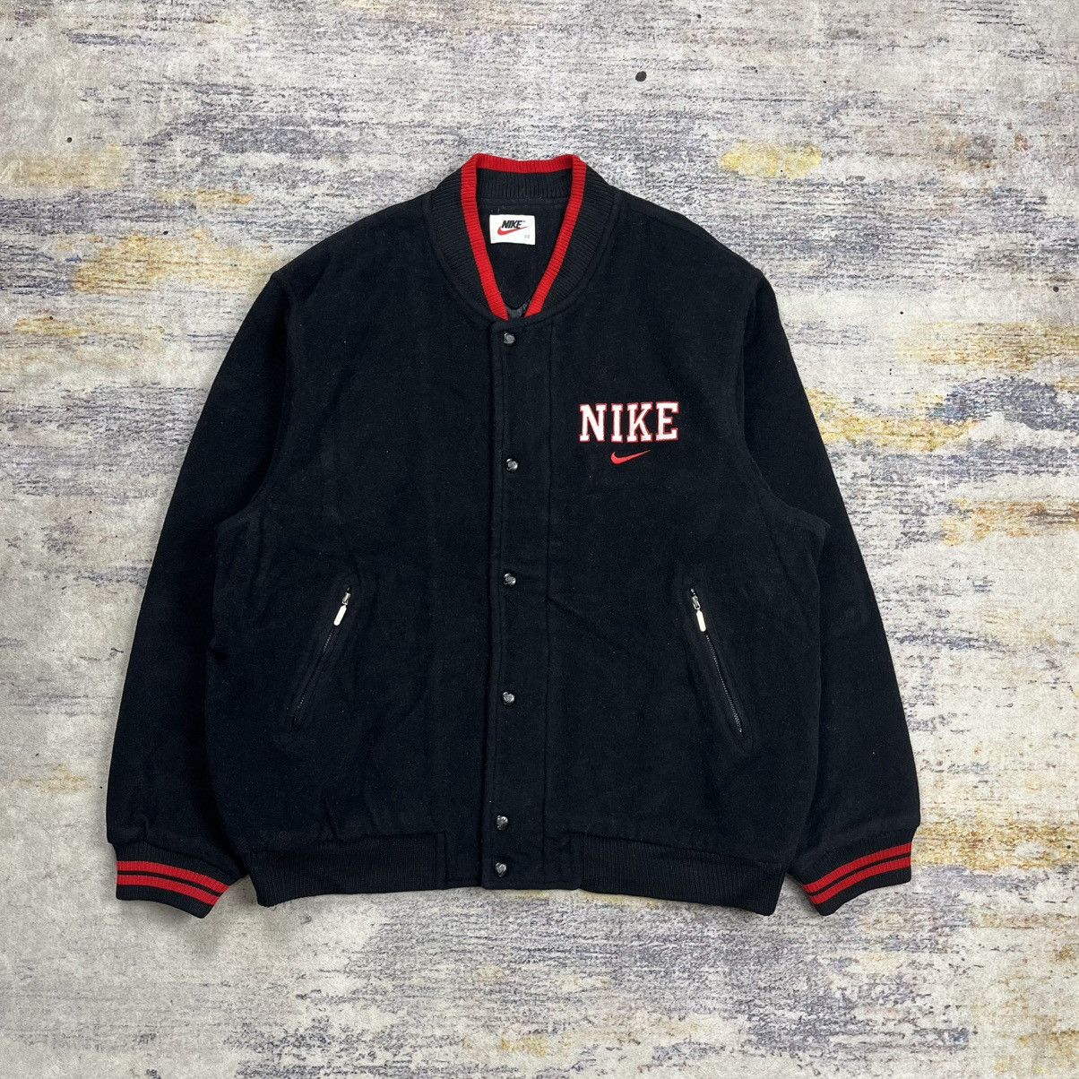 Nike Vintage 90s Nike big swoosh varsity jacket Size US XL / EU 56 / 4 - 1 Thumbnail