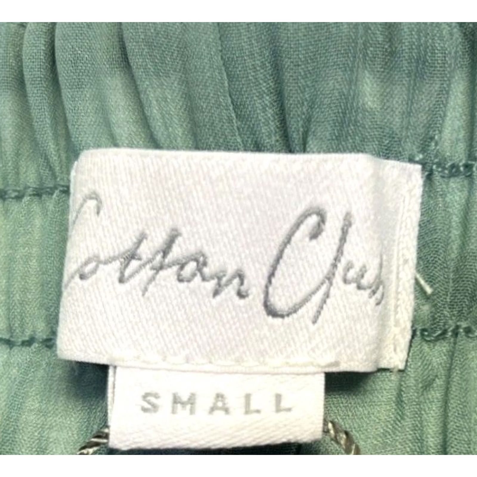 Vintage Cotton Club Pants Wide-Leg Palazzo NWT Sage Green Sequin Textured Knit Cotton S Size 28" / US 6 / IT 42 - 3 Thumbnail