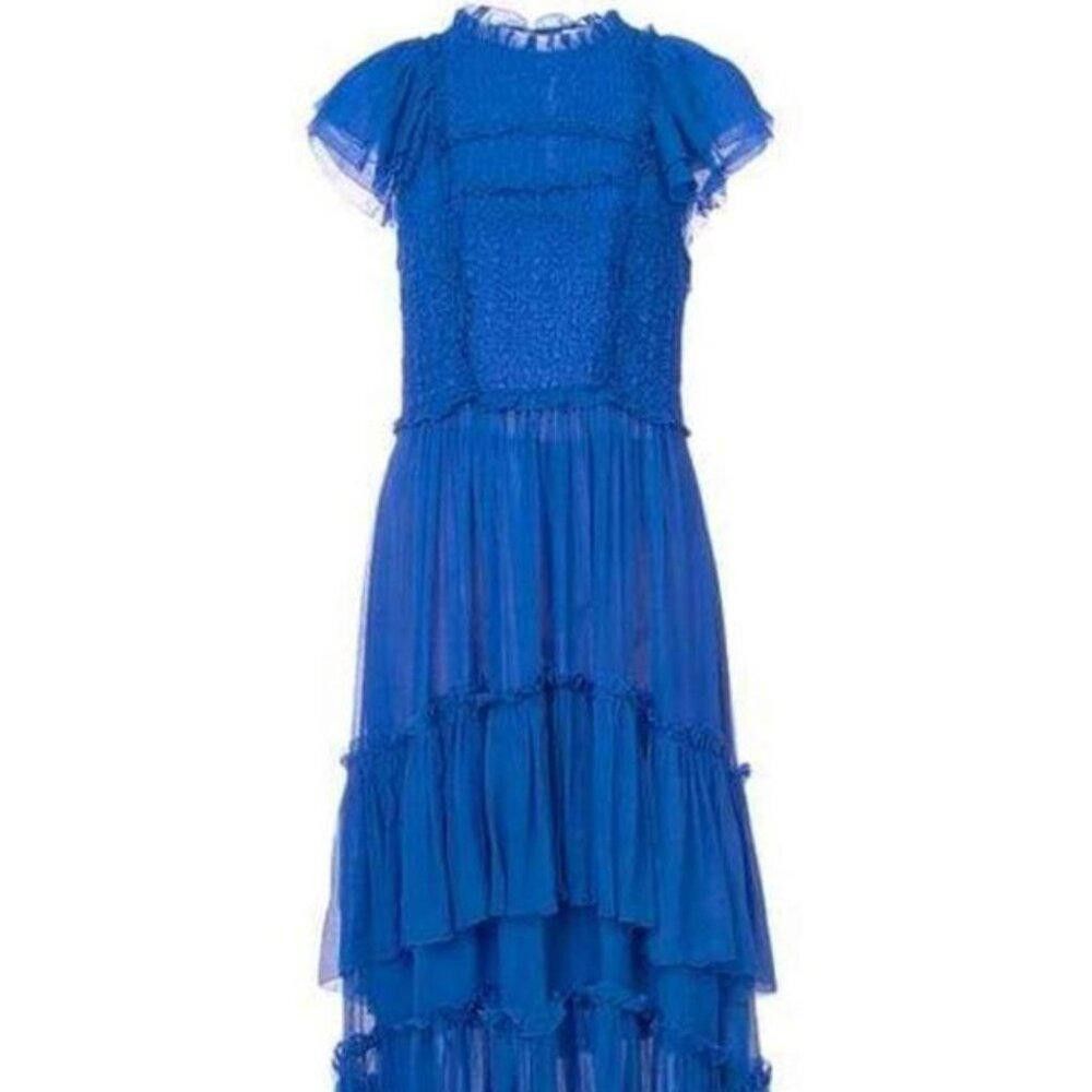 Designer Ulla Johnson Blue Chiffon Dress Size M / US 6-8 / IT 42-44 - 4 Thumbnail