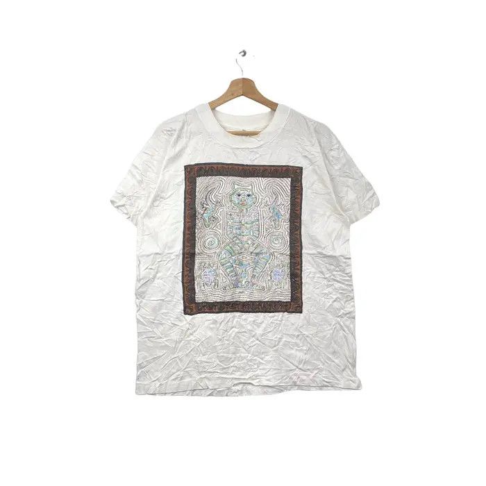Vintage Vtg BALI PRIMITIVE DESIGN Hand Made Art Tee Shirt Travel Size US L / EU 52-54 / 3 - 1 Thumbnail