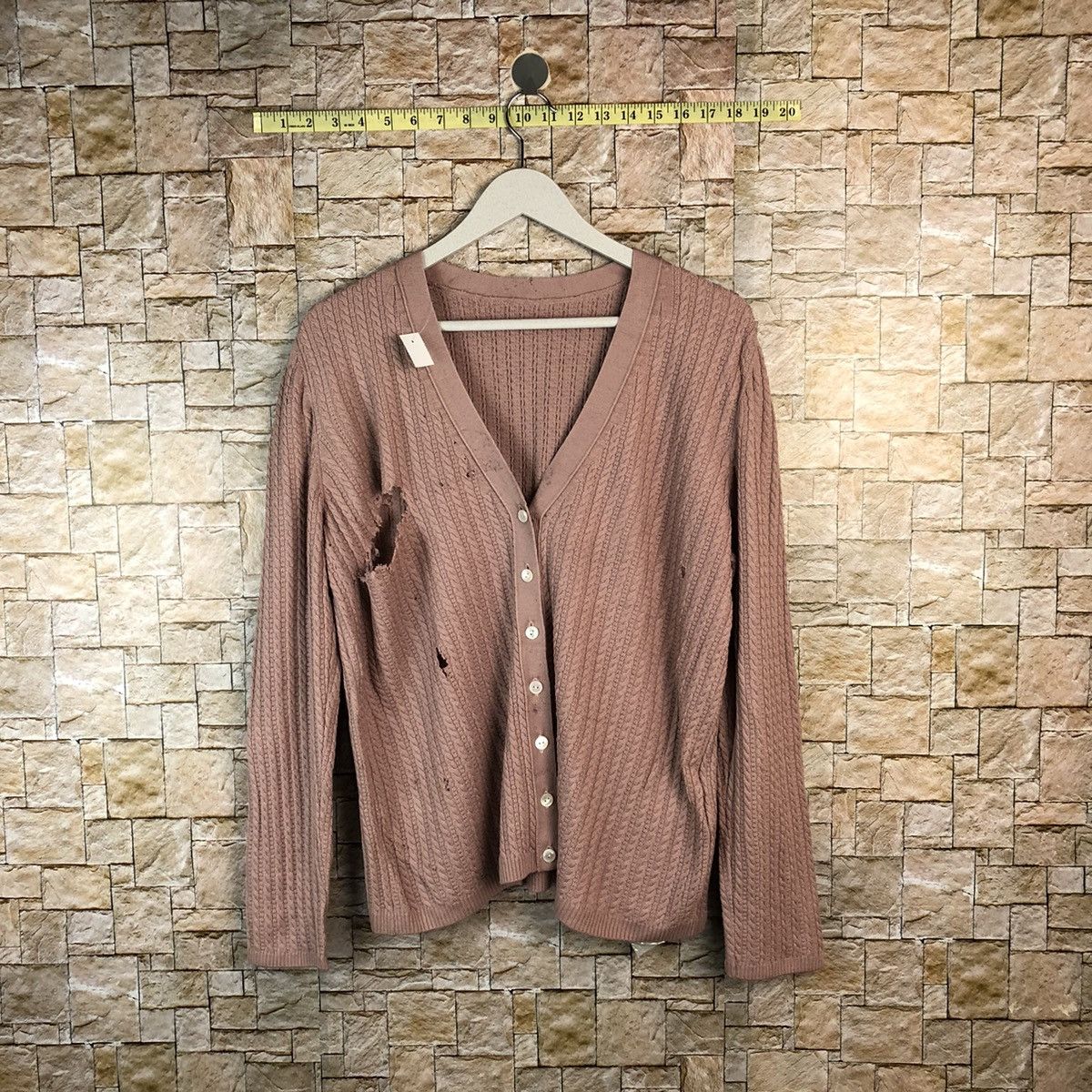 Homespun Knitwear × Japanese Brand Leilian Pink Cardigan ripped Knitwear #A1181 Size M / US 6-8 / IT 42-44 - 1 Thumbnail