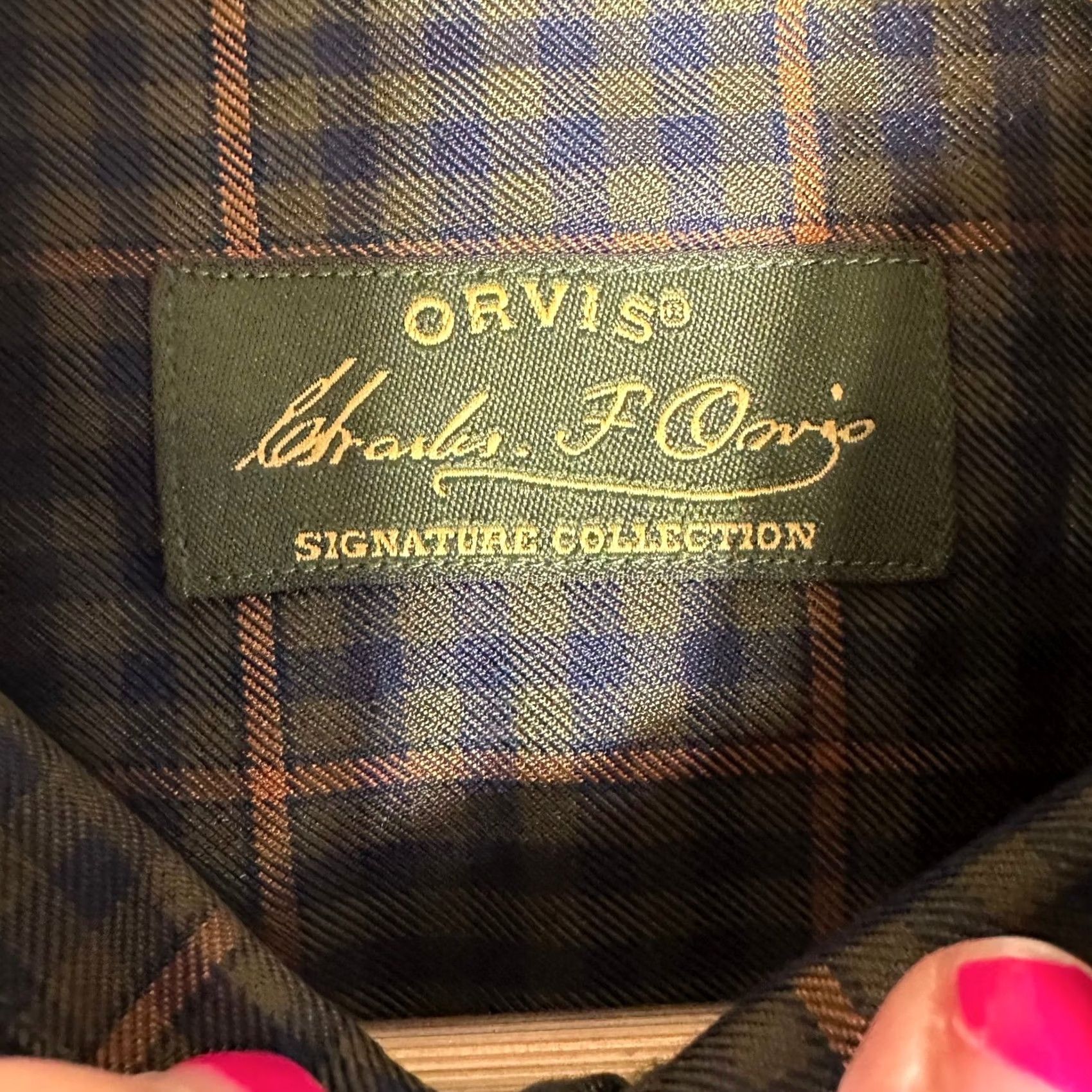 Orvis Orvis Signature Collection Mens Plaid Shirt Green Blue M Button Down Silk Wool Size US M / EU 48-50 / 2 - 4 Thumbnail