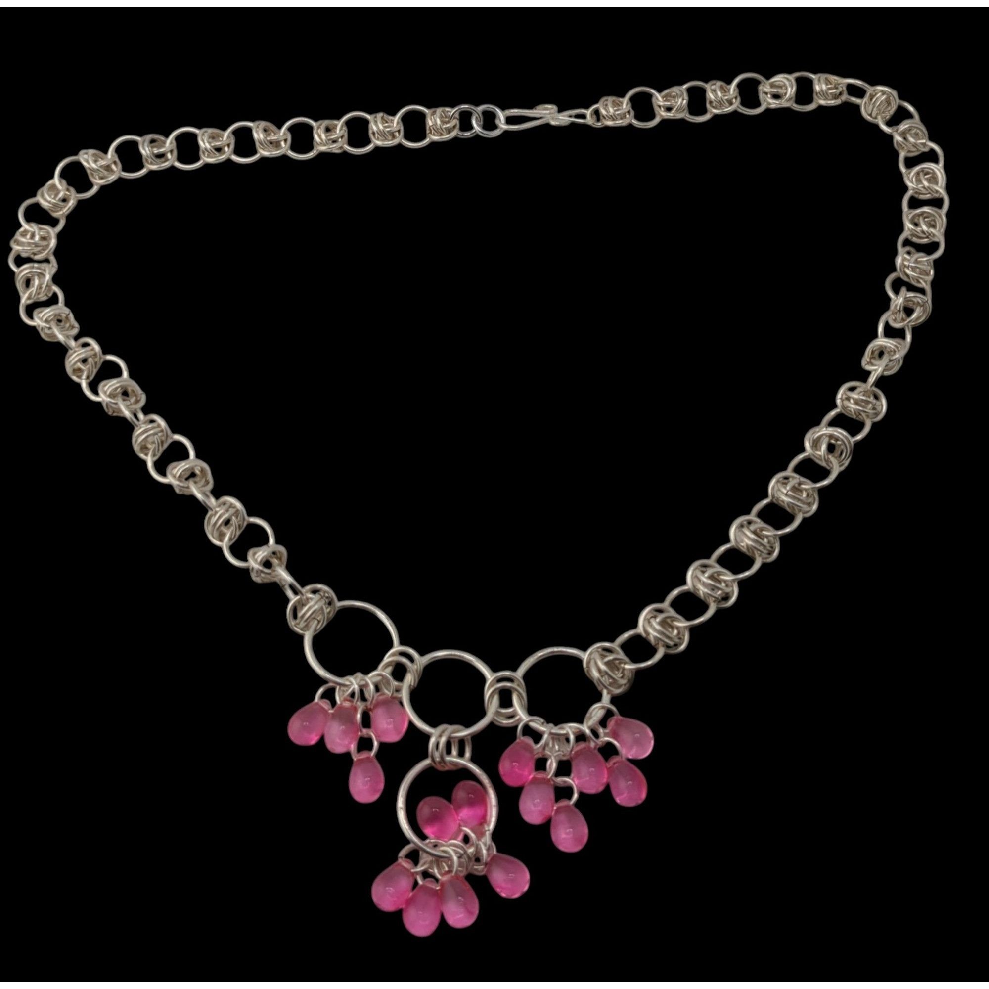Other Handmade Coquette Silver Tone Chain Necklace With Pink Bead Size ONE SIZE - 3 Thumbnail
