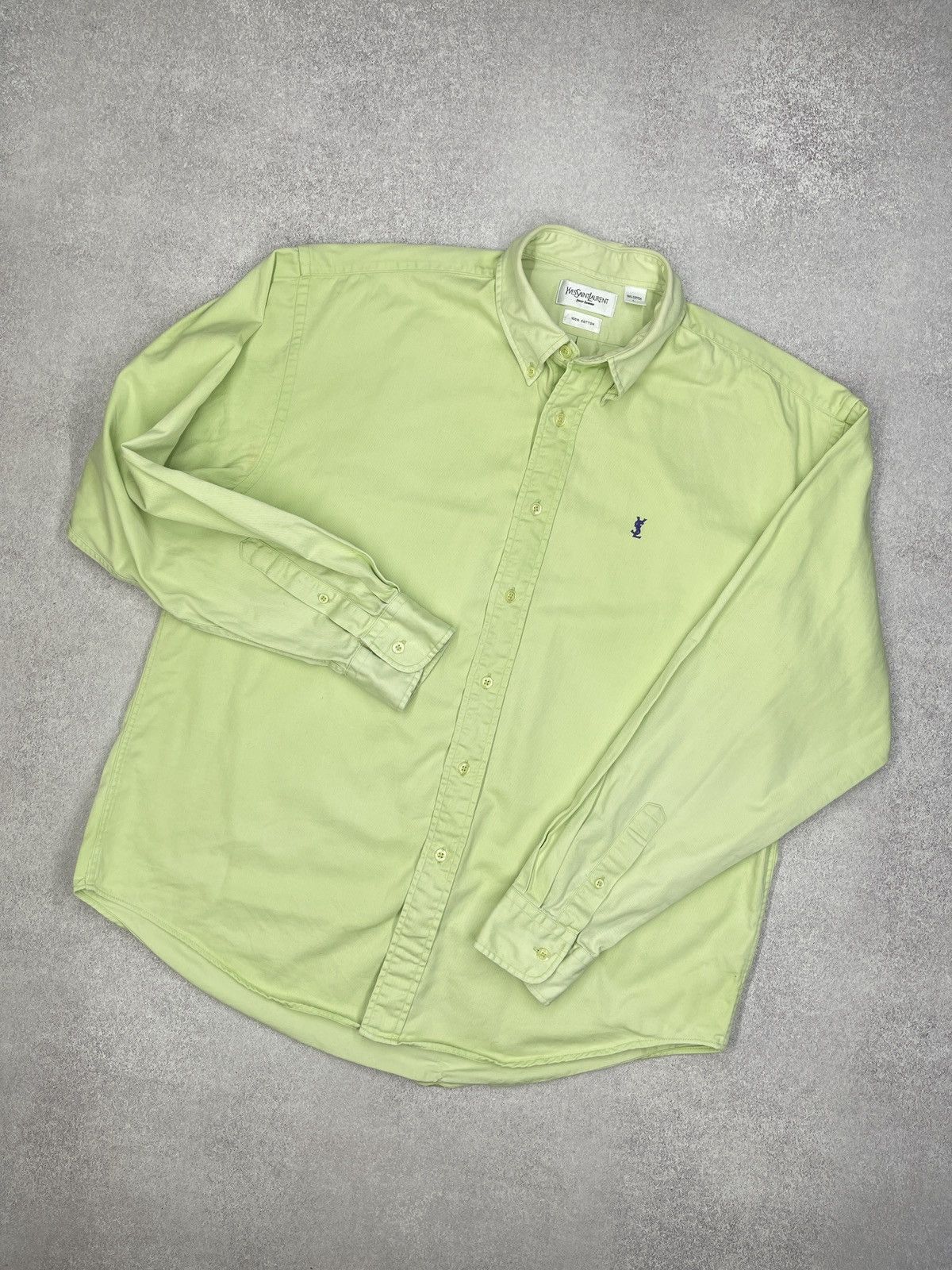 Yves Saint Laurent Vintage Yves Saint Laurent Cotton Shirt Green Luxury YSL Size US L / EU 52-54 / 3 - 1 Thumbnail