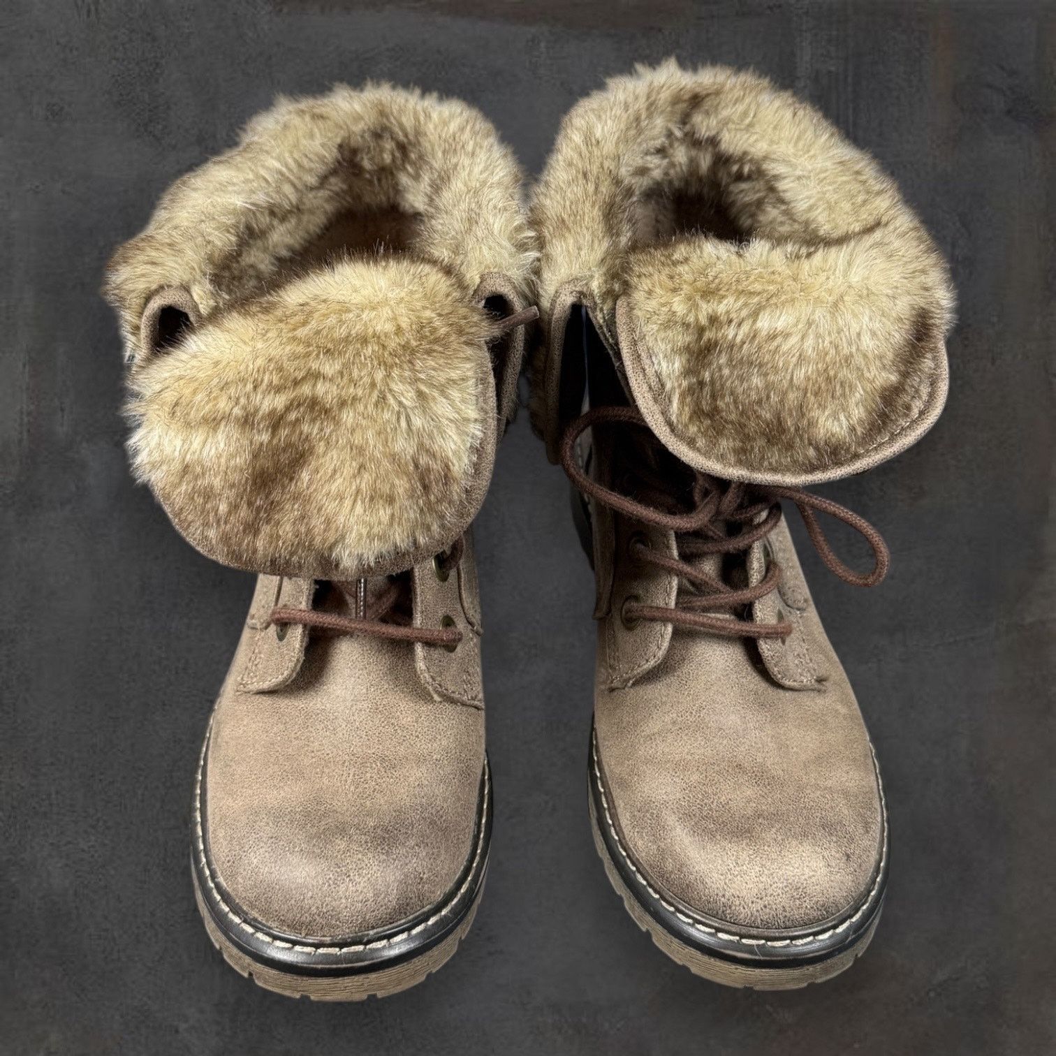 Mossimo Mossimo Faux Fur Cuff Lace-Up Combat Boots Size 7 Size US 7 / IT 37 - 4 Thumbnail