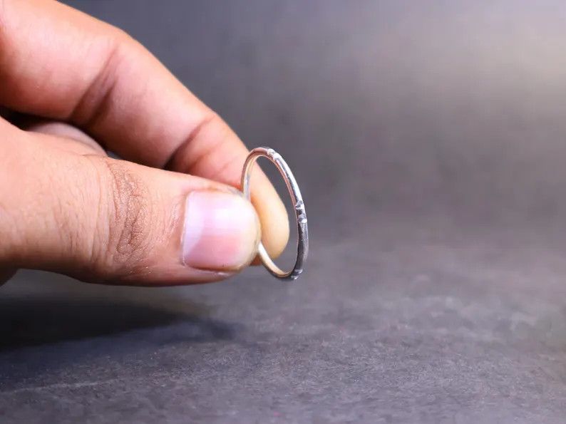 Handmade Silver Band Ring, 925 Silver Promise Ring, Handmade Jewelry, Size ONE SIZE - 5 Thumbnail