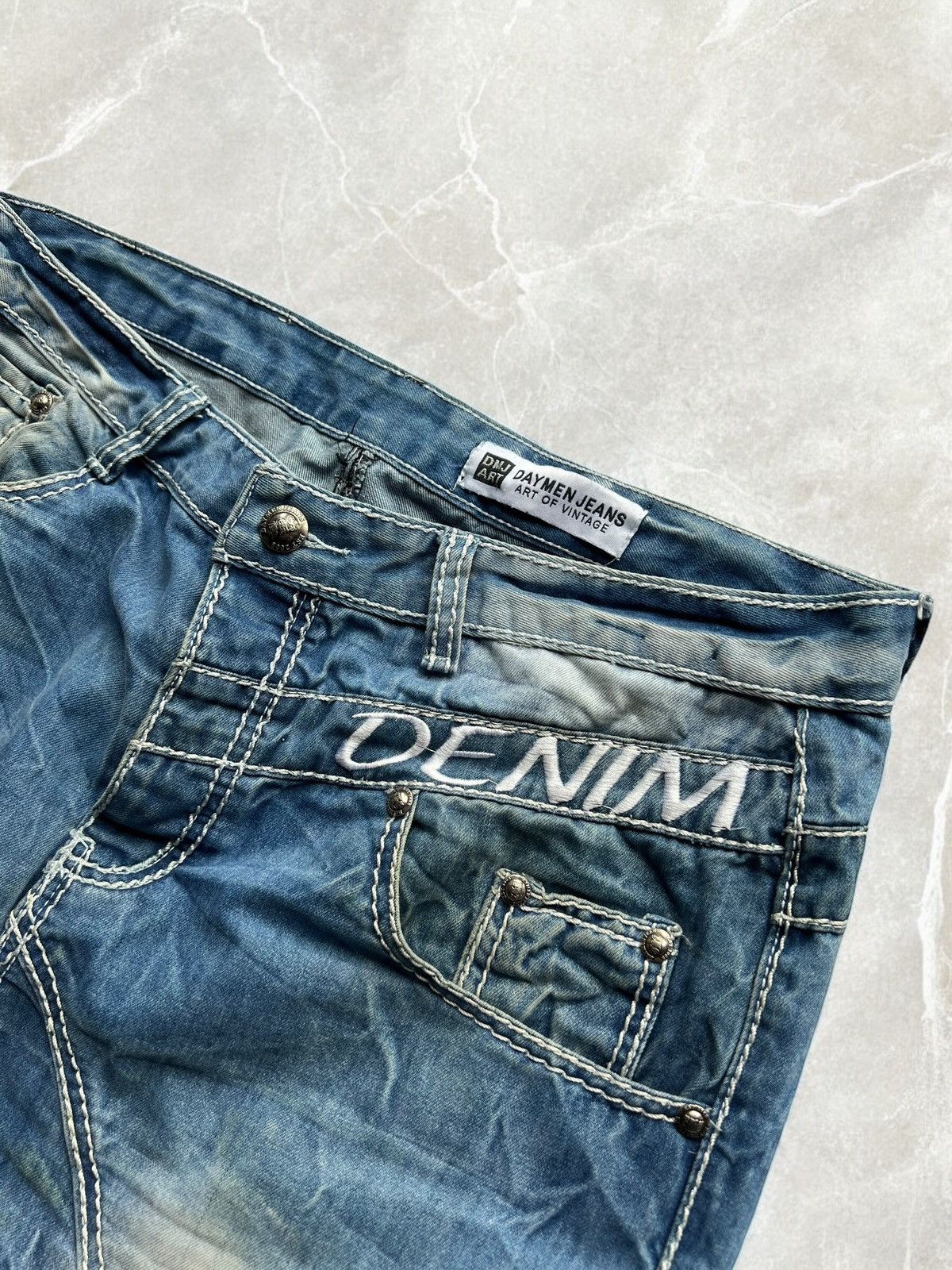 Vintage CRAZY MULTICOLOURED WIDE JEANS VINTAGE WASHED DENIM PANTS Size US 36 / EU 52 - 10 Thumbnail