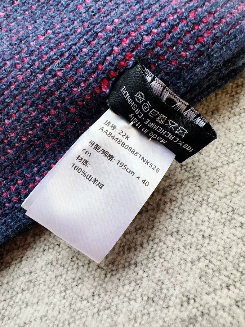 Chanel Chanel 22K rose pink letter logo dark blue cashmere scarf Size ONE SIZE - 7 Thumbnail