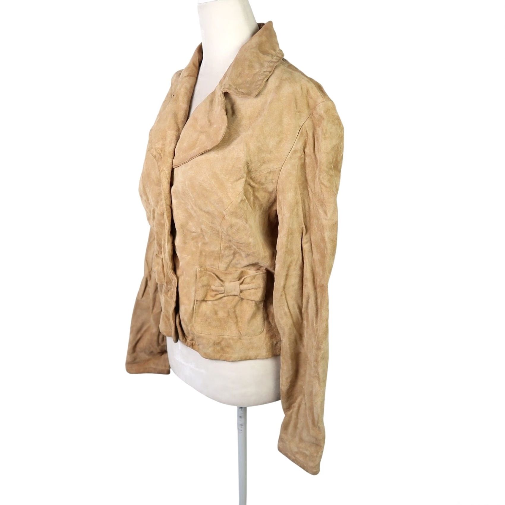 Vintage VINTAGE Live A Little Tan Suede Leather Blazer Jacket S Women Long Sleeve Button Closure Bohemian 90s/Boho Fall Winter Spring Casual Size S / US 4 / IT 40 - 3 Thumbnail