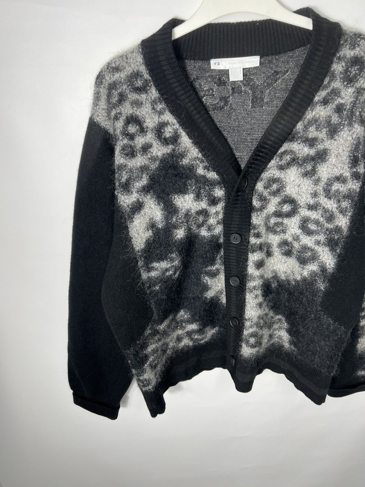 Adidas × Y's Vintage Adidas Yohji Yamamoto Y-3 Mohair Leopard Cardigan Size US L / EU 52-54 / 3 - 4 Thumbnail