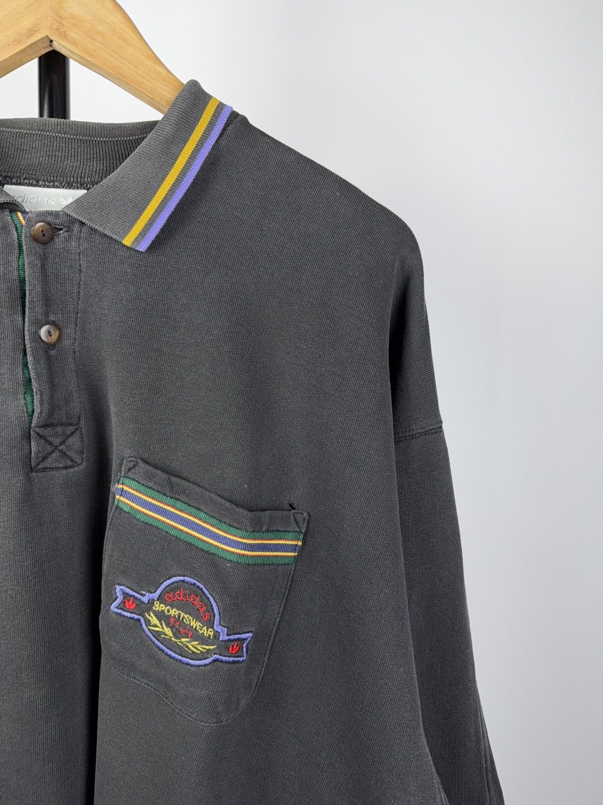 Adidas × Vintage Vintage 90s Faded Distressed Adidas pocket Sweatshirt Y2K Size US XL / EU 56 / 4 - 2 Thumbnail