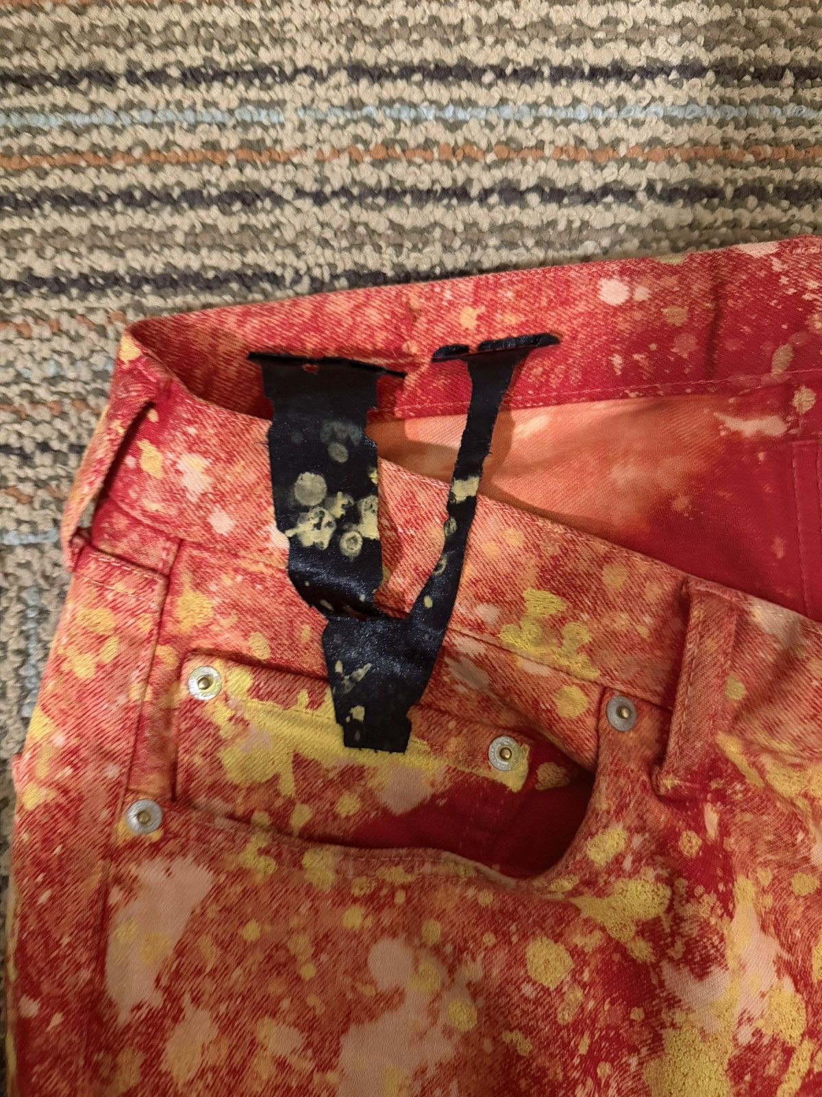 Vlone Vlone 1/1 Stack Denim Red/Bleach/Yellow Size US 36 / EU 52 - 3 Thumbnail