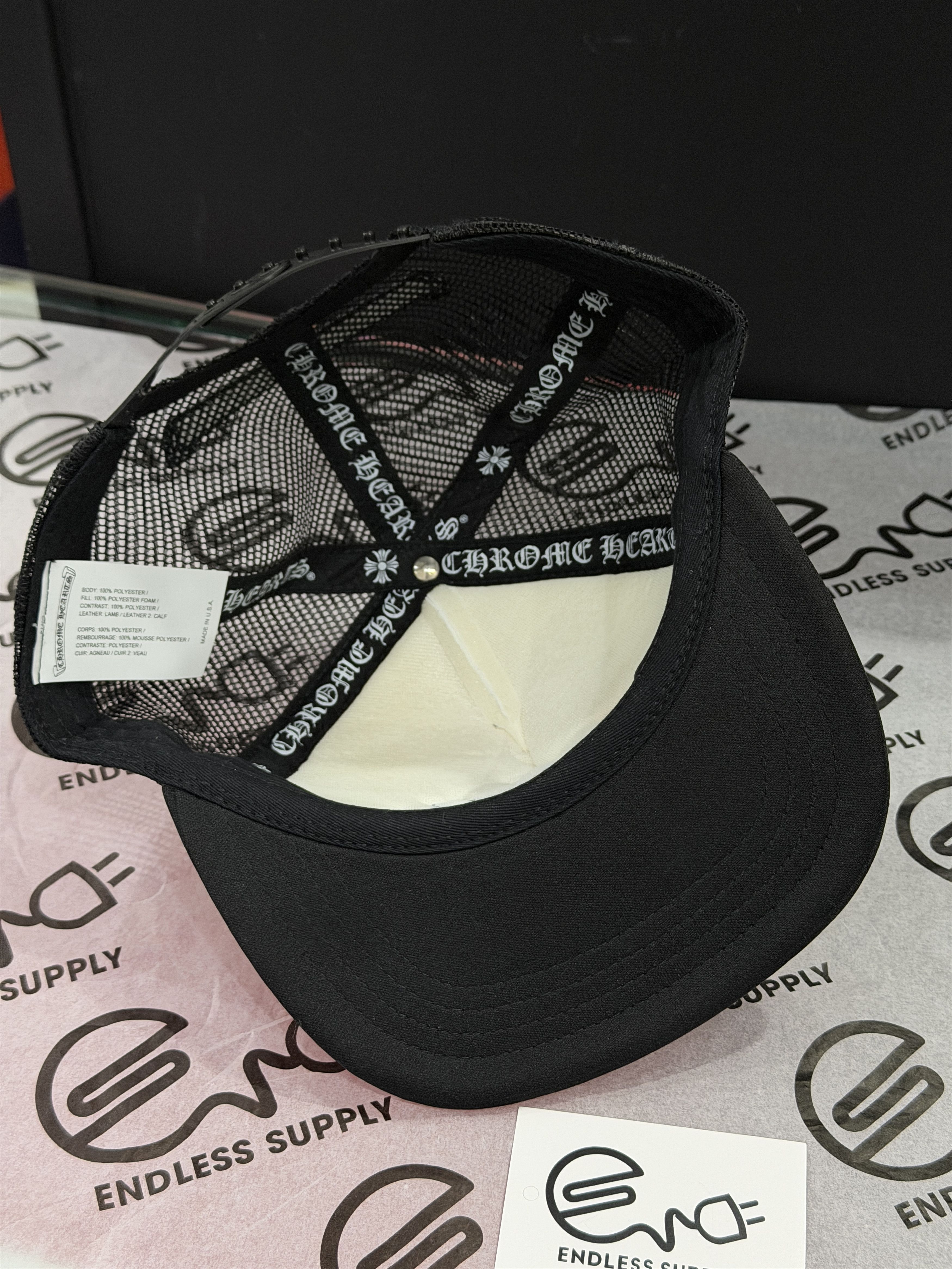 Chrome Hearts Chrome Hearts Leather Cemetery Cross Patch Hat Black/White Size ONE SIZE - 5 Thumbnail
