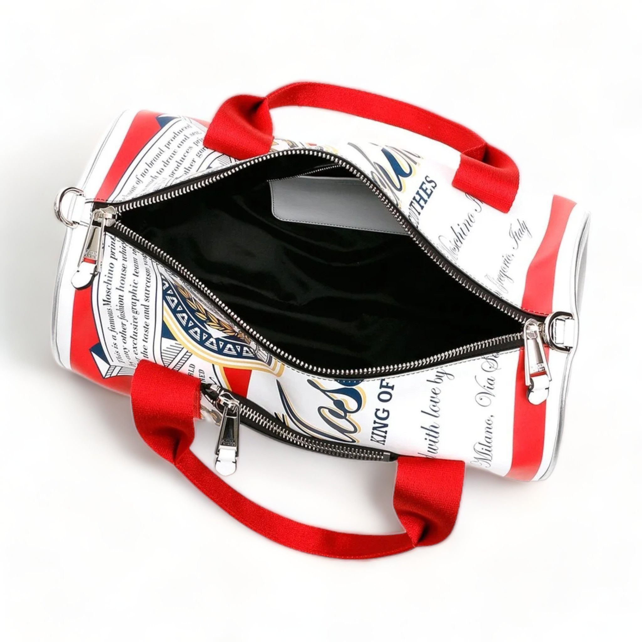Moschino Budweiser Beer Can Leather Duffel Bag $1200 Size ONE SIZE - 6 Thumbnail