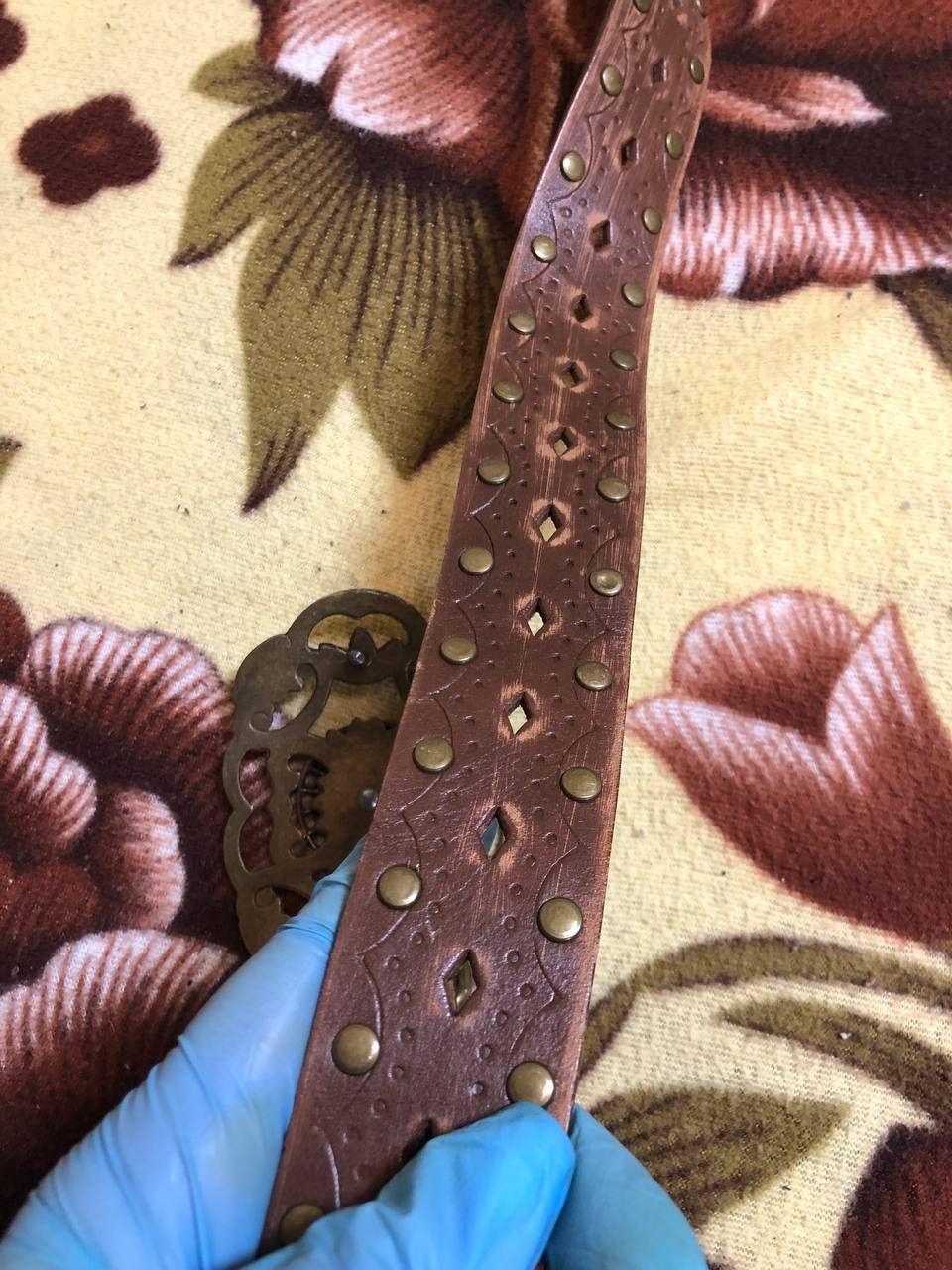 Vintage Vintage Brown Genuine Leather Floral Buckle Size ONE SIZE - 6 Thumbnail