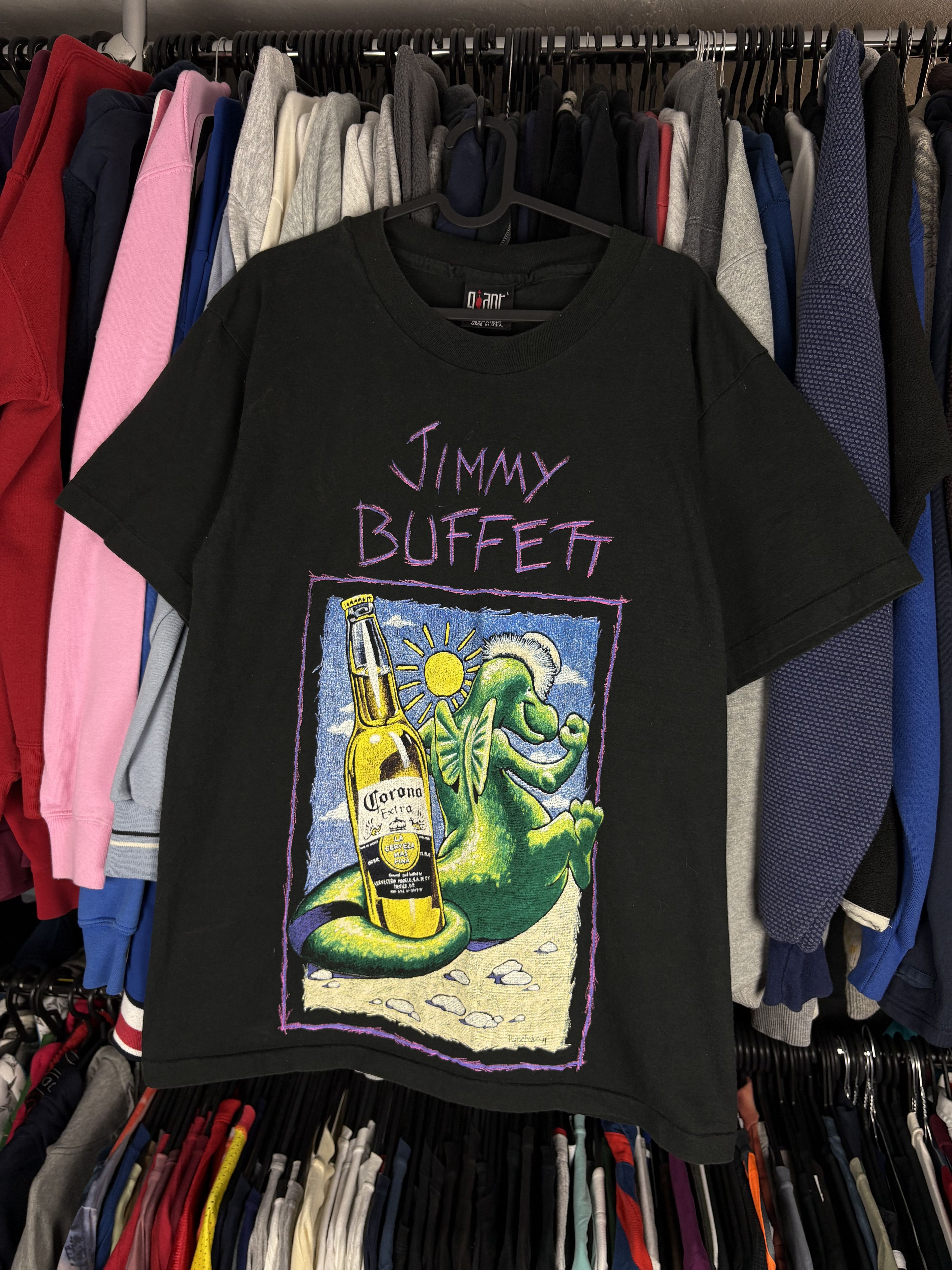 Band Tees × Giant × Vintage Vintage Giant 1994 Jimmy Buffett Sunfaded Tour Tee Shirt Size US L / EU 52-54 / 3 - 1 Thumbnail