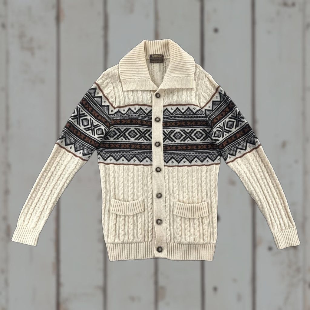Vintage VINTAGE Tundra Mens Large Virgin Wool Button Up Cardigan Sweater Made In Canada Size US L / EU 52-54 / 3 - 1 Thumbnail