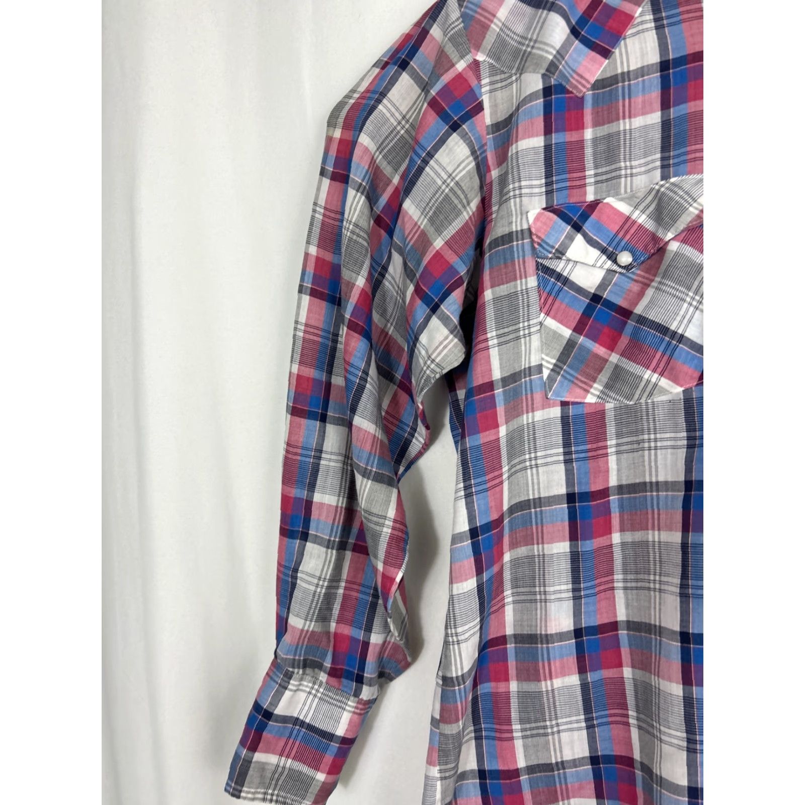 Vintage VINTAGE Western Frontier Mens Large Pearl Snap Long Sleeve Plaid Red White Blue Shirt Size US L / EU 52-54 / 3 - 2 Thumbnail