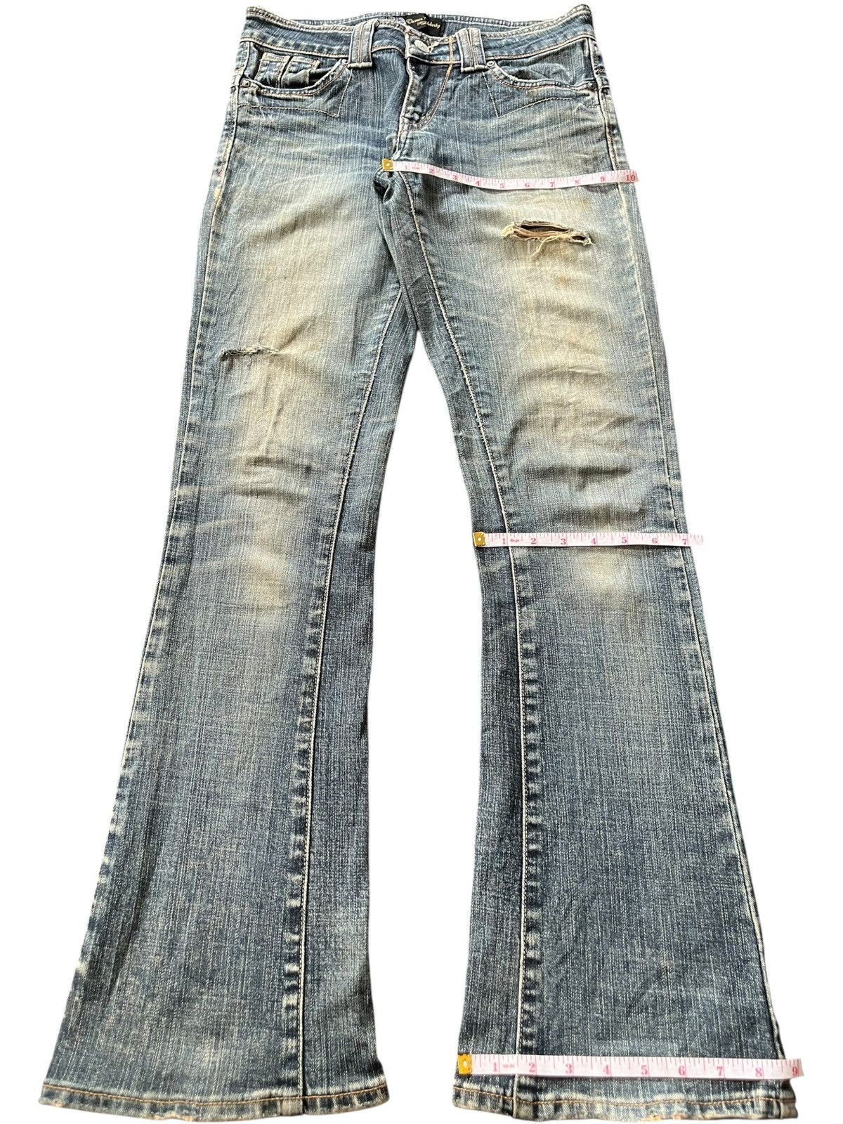 Edwin Vintage Vienus Mud Wash Distress Low Rise Flare Jeans Size 30" / US 8 / IT 44 - 8 Thumbnail