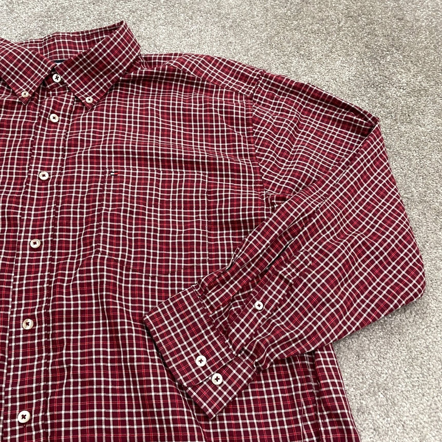 Tommy Hilfiger Tommy Hilfiger Flannel Shirt Mens XL Red Plaid Long Sleeve Button Down Casual Size US XL / EU 56 / 4 - 4 Thumbnail