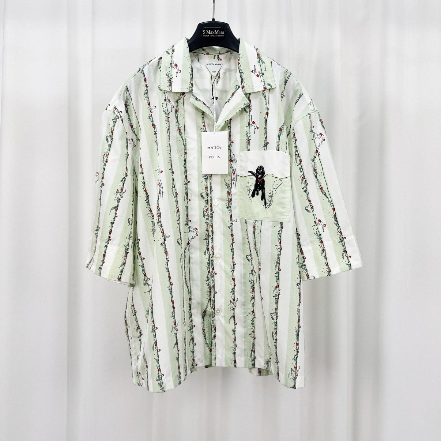 Bottega Veneta Bottega Veneta Striped Dog Print Cuban Collar Shirt Size 54 Size US L / EU 52-54 / 3 - 1 Thumbnail